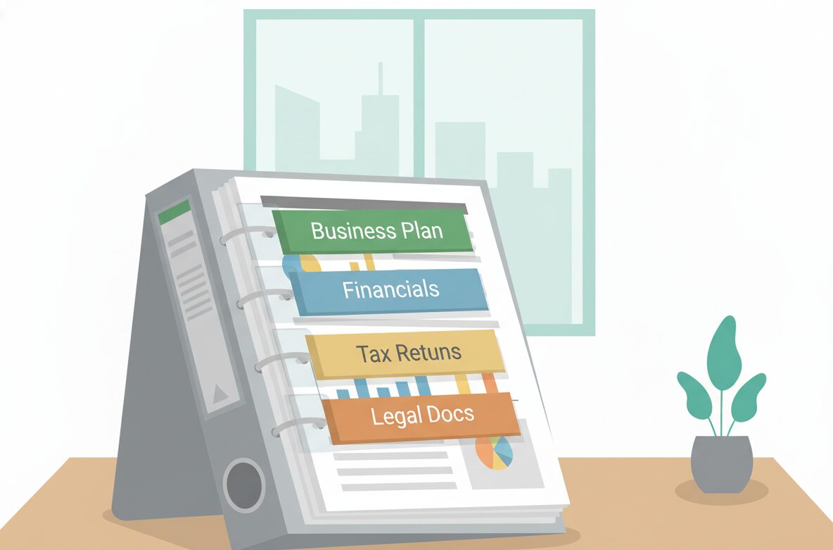 A founder has organized all the business loan requirements needed to secure a business loan.